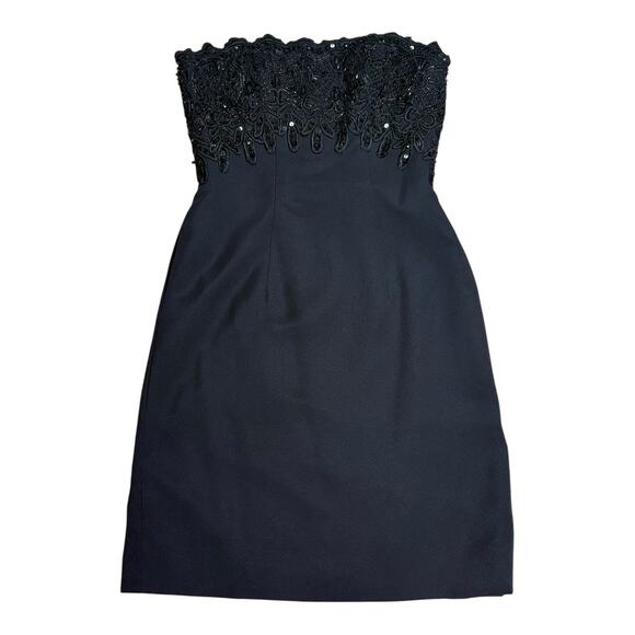 Bill Whitten Vintage 80s Custom Beaded Black Cocktail Dress Size XS/S - Picture 1 of 5